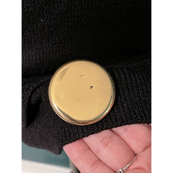 Vtg 80s Raul Blanco Bonwit Teller Hand Loomed Gold Button Blk Sweater Dress Sz 6 - Picture 10 of 13